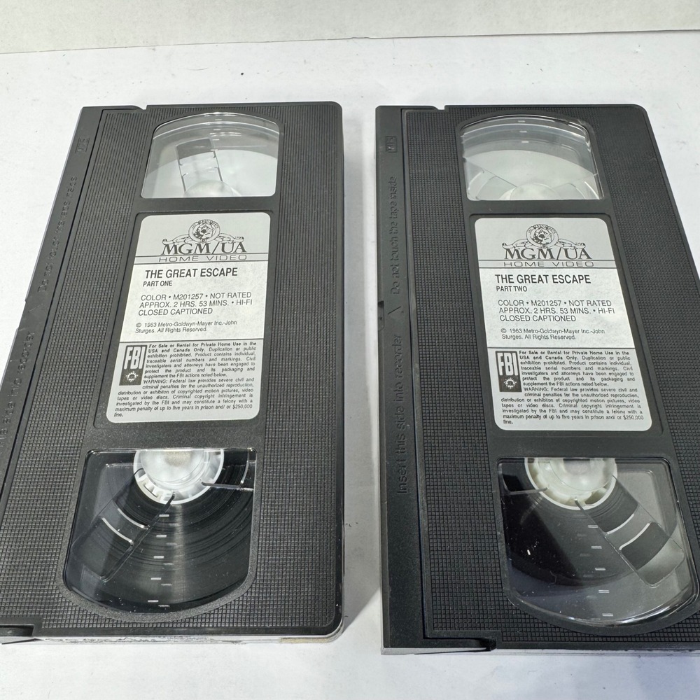 Vintage "The Great Escape" (1963) VHS 2 Tape Box Set Steve McQueen James Garner - Picture 4 of 4